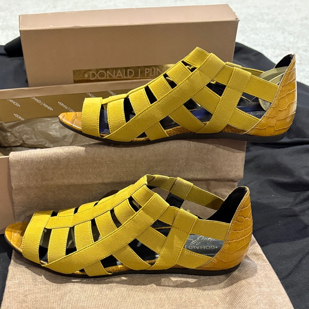 Donald J Pliner golden yellow Cage Sandals - Picture 7 of 16